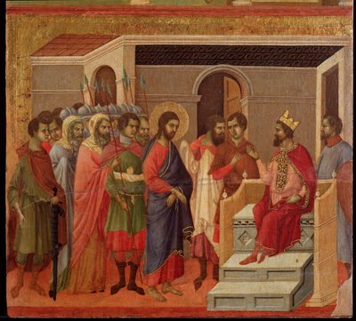 Jesus in Front of Herod: Maesta Altarpiece by Duccio di Buoninsegna