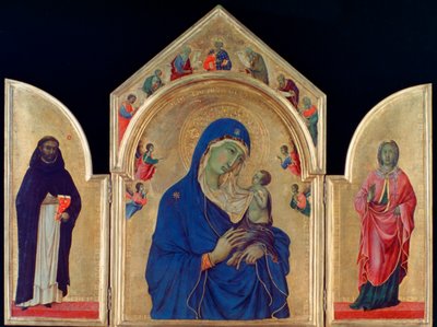Madonna and Child with St Dominic and St Aurea by Duccio di Buoninsegna