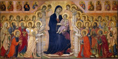 Maesta Madonna with the Child on the Throne Venerated by Saints and Angels by Duccio di Buoninsegna
