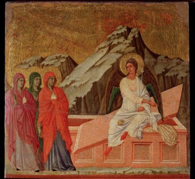 Passion: The Maries at the Sepulchre. Maesta Altarpiece by Duccio di Buoninsegna