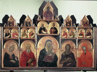 Polyptych No. 47: St. Agnes, St. John, Virgin with Child, St. John the Baptist, and St. Mary Magdalene by Duccio di Buoninsegna