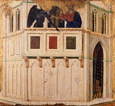 Temptation on the Temple (detail) by Duccio di Buoninsegna