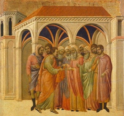 The Betrayal by Judas (detail) by Duccio di Buoninsegna