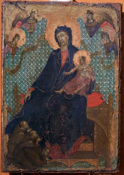 Virgin and Child with Three Franciscan Monks by Duccio di Buoninsegna