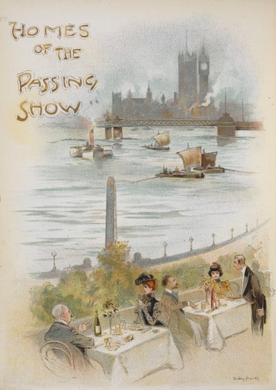 Illustrated title page, showing a scene by the River Thames by Dudley Hardy