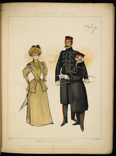 One of the Gaiety girls, and two officers of the Life Guards by Dudley Hardy
