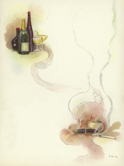 Wine and cigars at the Savoy Hotel by Dudley Hardy