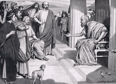 Socrates Addressing the Athenians, illustration from Hutchinson
