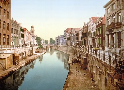 View looking down the Oudegracht in Utrecht by Dutch Photographer