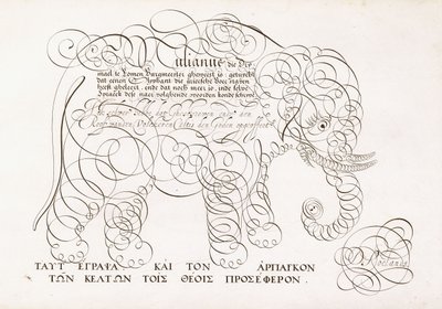 A Calligraphic Design of an Elephant by Dutch School
