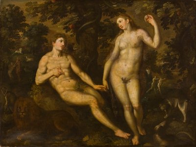 Adam and Eve in the Garden of Eden, c.1590-1610 by Dutch School
