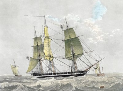 American Navy Corvette Under Sail by Dutch School