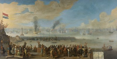 Battle of Livorno, 14th March 1653, an incident from the First Anglo-Dutch War, after 1653-60 by Dutch School