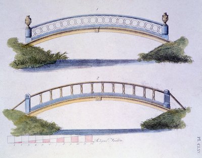 Bridge Designs from Magazine of Garden Gems by G. van Laar, published 1802 by Dutch School