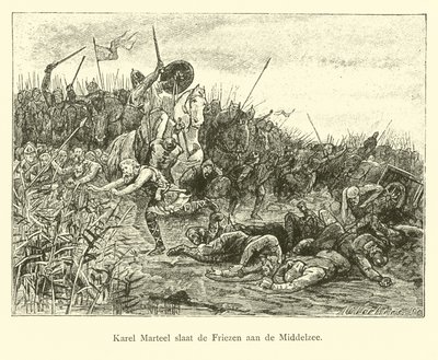 Charles Martel Battles the Frisians on the Middelzee by Dutch School