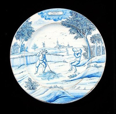 Delftware plate depicting the month of July by Dutch School