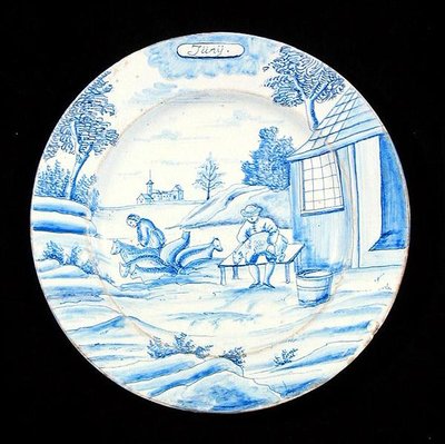 Delftware Plate Depicting the Month of June by Dutch School