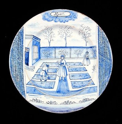 Delftware plate depicting the month of March by Dutch School