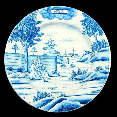 Delftware plate depicting the month of May by Dutch School