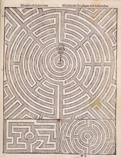 Designs for mazes, from The Dutch Gardener by Johann van der Groen, published 1699 by Dutch School
