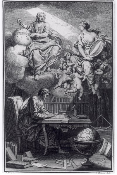 Frontispiece of Elemens de la Philosophie de Neuton by Voltaire published in Amsterdam, 1738 by Dutch School