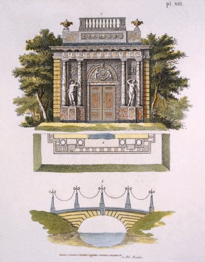 Garden decorations, from Magazine of Garden Gems by G. van Laar, published 1802 by Dutch School