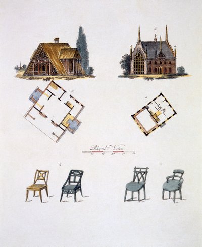 Garden decorations, from Magazine of Garden Gems by G. van Laar, published 1802 by Dutch School