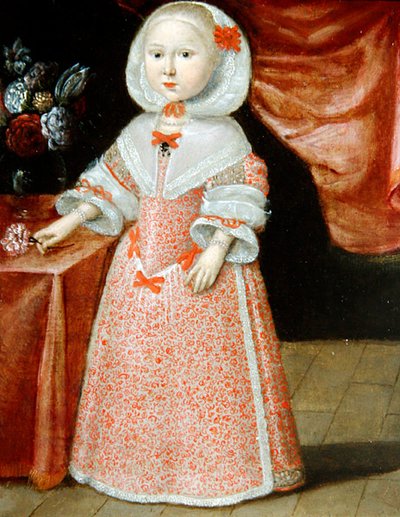 Girl holding a Pink and White Flower, c.1640 by Dutch School