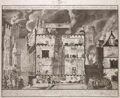 Illustration Showing How New Long Fire Hoses Could Reach All Parts of a Building, from a Book on Firefighting in Holland, Published c.1700 by Dutch School