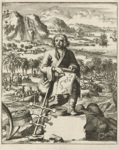 Louis Hennepin landing in North America by Dutch School