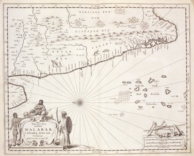 Map of the Coast of Malabar, East Indies, 1672 by Dutch School