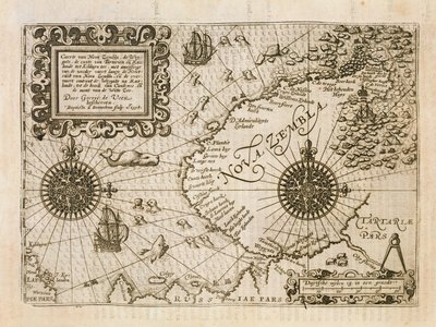 Map of the newly discovered Nova Zembla, illustration from Diarium Nauticum, seu vera descriptio trium navigationum admirandarum... by Gerrit de Veer by Dutch School