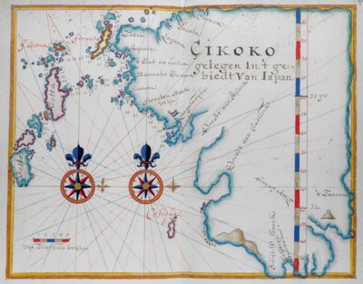 Map of the southern part of the island of Kyushu, Japan by Dutch School