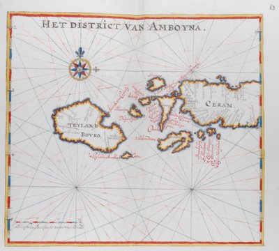 Map showing the islands of Bouro and Ceram (Seram), Indonesia by Dutch School
