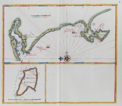 Maps Showing Dassen Island, a South African Island, and the Coast Opposite by Dutch School