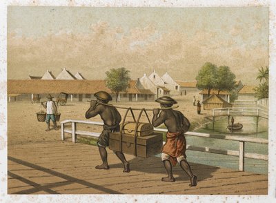 Native Porters Carrying Luggage, Dutch East Indies by Dutch School