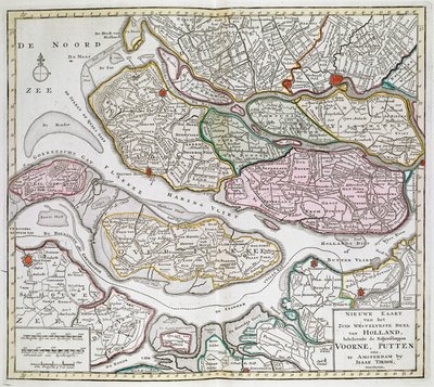 Nieuwe Kaart der van het Zuid Westelykste deel van Holland, behelzende de Baljuwschappen Voorne, Putten, enz. [Thirty-six maps of the Netherlands] by Dutch School