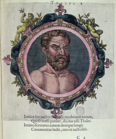 Thales of Miletus, illustration from Veterum et Recentium Medicorum Philosophorumque Icones by Johannes Sambucus, published by Plantin in Antwerp 1574 by Dutch School