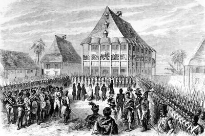 The Arrival of Madame Pfeiffer (Ida Pfeiffer) by Queen Ranavaio, 1846-1848 by Dutch School
