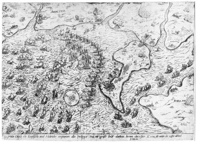 The English and Dutch Force Facing the Spanish Fleet in the Port of Cadiz in 1596 by Dutch School