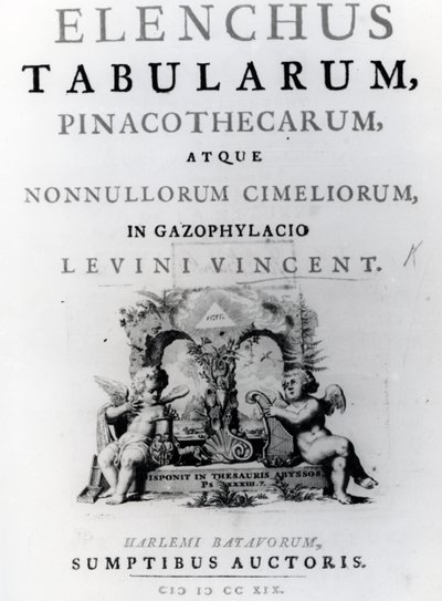Title Page for Elenchus Tabularum by Levinus Vincent, published 1719 by Dutch School