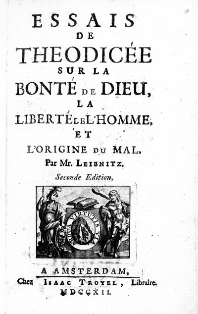 Title Page for Theodicee by Gottfried Leibniz, second edition published 1712 by Dutch School