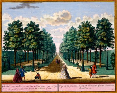 View of the walkway at the back of the house, from Het Zeganpralent Kennemerlant by Hendrick de Leth and Matthias Brouerius Van Nidek, published c.1700-30 by Dutch School