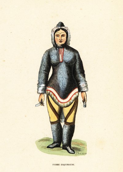 Inuit woman with facial tattoos, Mackenzie River, Yukon, Canada by Duverger Duverger