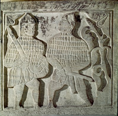 Seljukide Art: low relief representing two warriors by Dynasty Seljuq