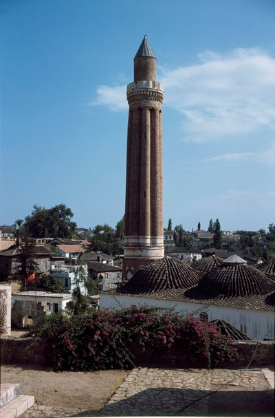 View of the fluted minaret of the Yivli Mosque (1230) by Dynasty Seljuq