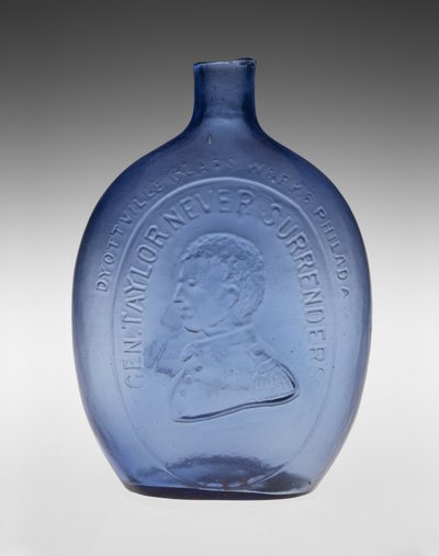 Figured Flask, c. 1847 by Dyottville Glass Works