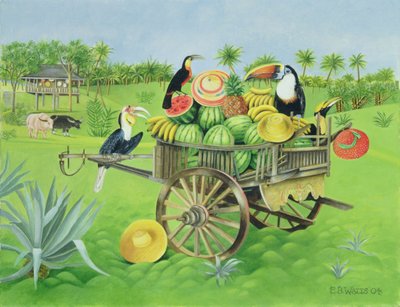 Toucans and Watermelons in Old Thai Cart by E.B. Watts