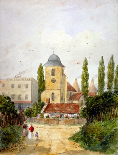 St Pancras Old Church and the Adam and Eve Tavern, London by EH Dixon