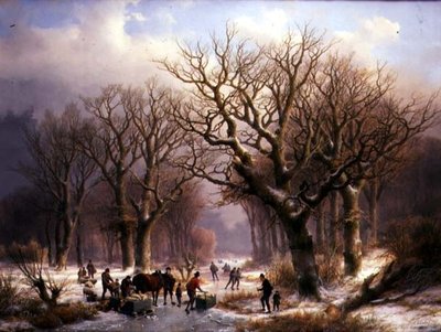 A Winter Landscape by E.J. and Klombeck J.B. Verboeckhoven